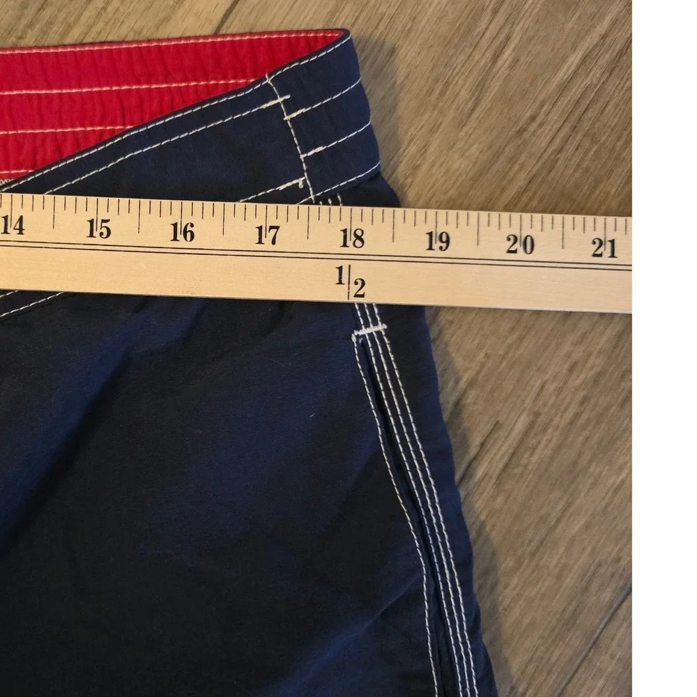 Polo Ralph Lauren Men L Navy Blue Board Shorts Swim Trunks Cargo Contrast Stitch